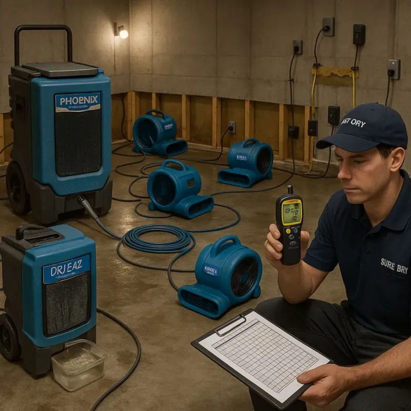 Structural Drying and Dehumidification process in Glenwood, IL